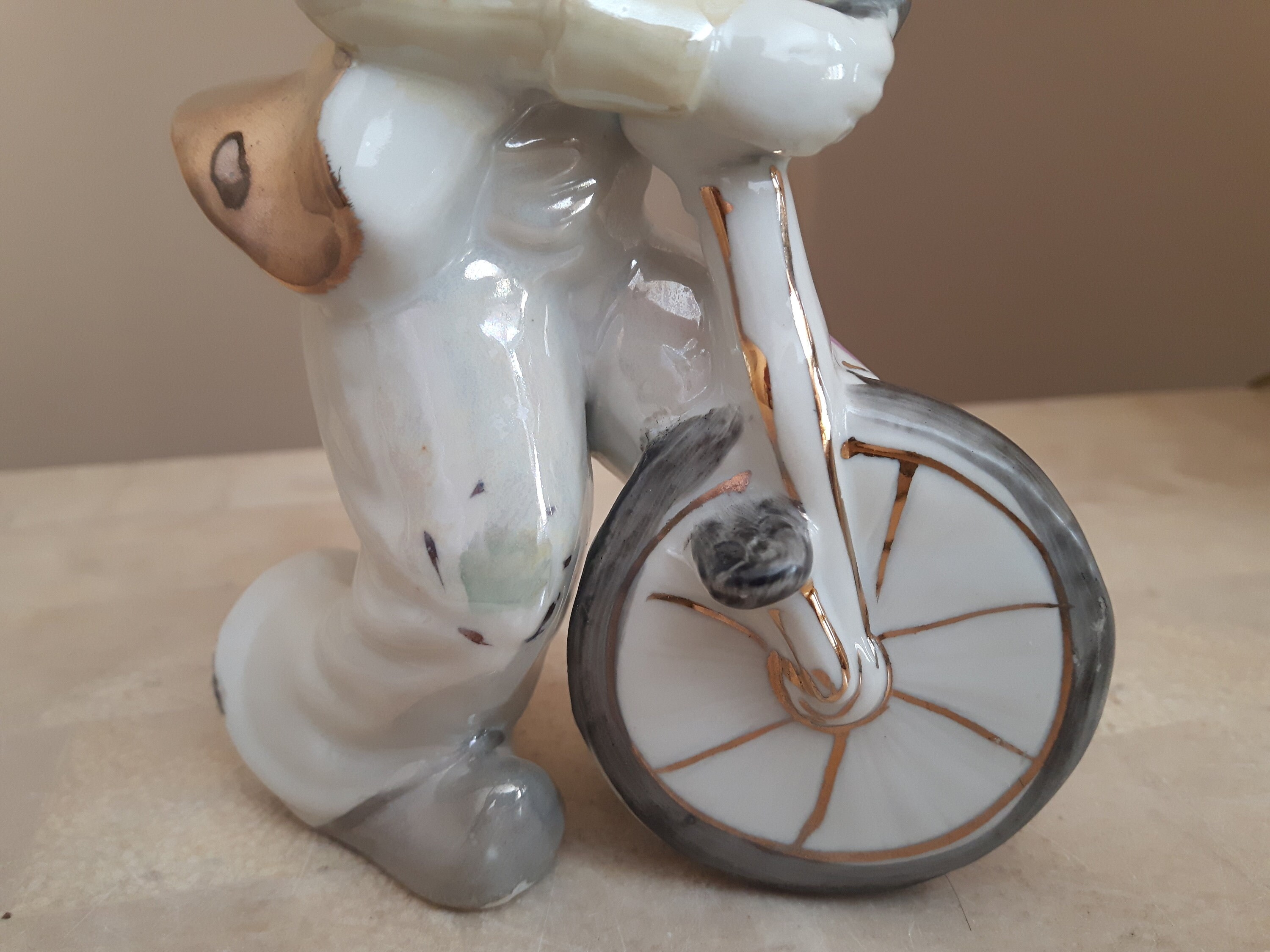 Vintage Ceramic Clown With Unicycle Figurine Lustreware Clown Etsy