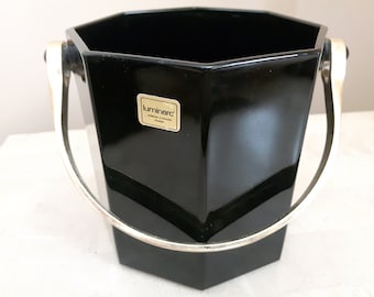 Wiaderko do lodu Vintage Luminarc Octime: czarne szkło, wyprodukowane we Francji