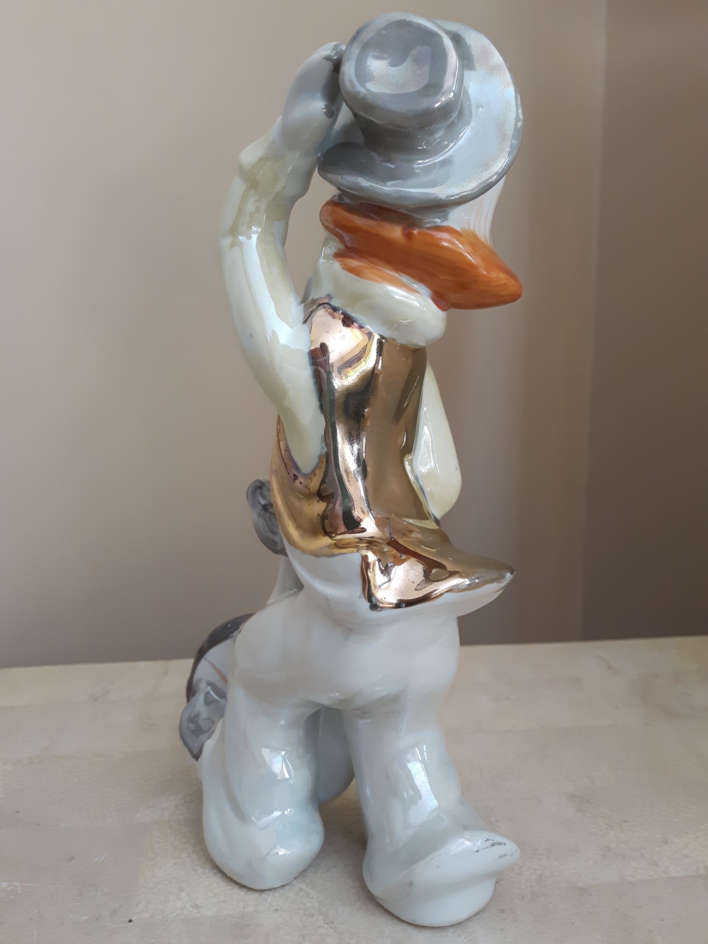 Vintage Ceramic Clown With Unicycle Figurine Lustreware Clown Etsy