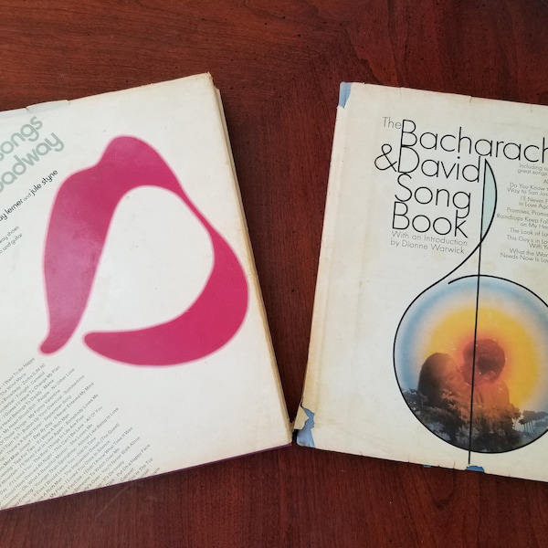 Bacharach and David Song Book, Great Songs of Broadway, Vintage Music Books, Broadway Musicals Piano Music