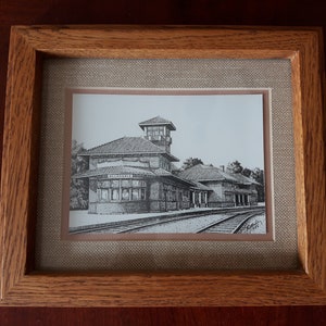Vintage Pen and Ink Sketch of Allandale Train Station, Pen and Ink Sketch Barrie Train Station