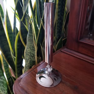 Silver Plated Bud Vase with Crystal, Vintage Bud Vase