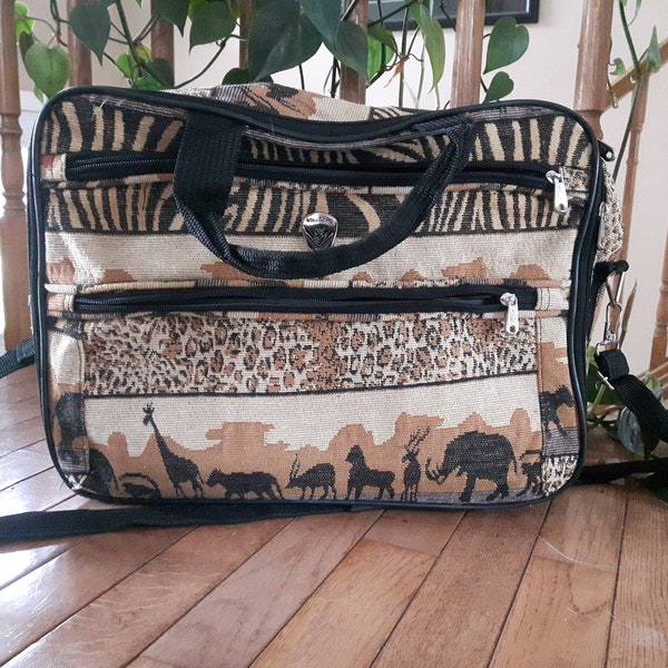 Vintage Tapestry Tote Bag, African Theme Tapestry Overnight Bag, Carry On Luggage, Tapestry Laptop Briefcase Bag, Steelking Tote Bag