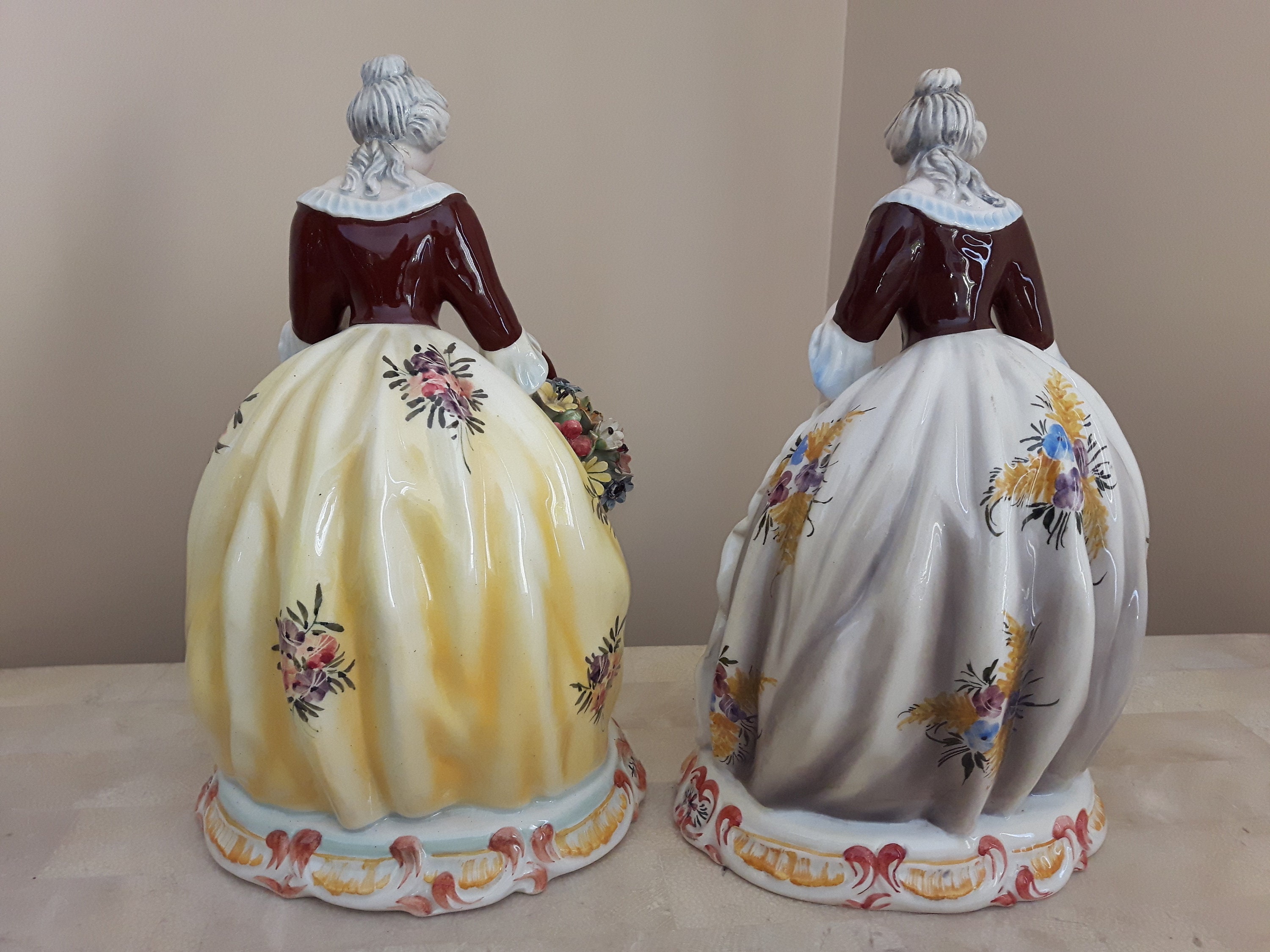 Mid Century Hand Painted Italian Porcelain Figurine, Woman