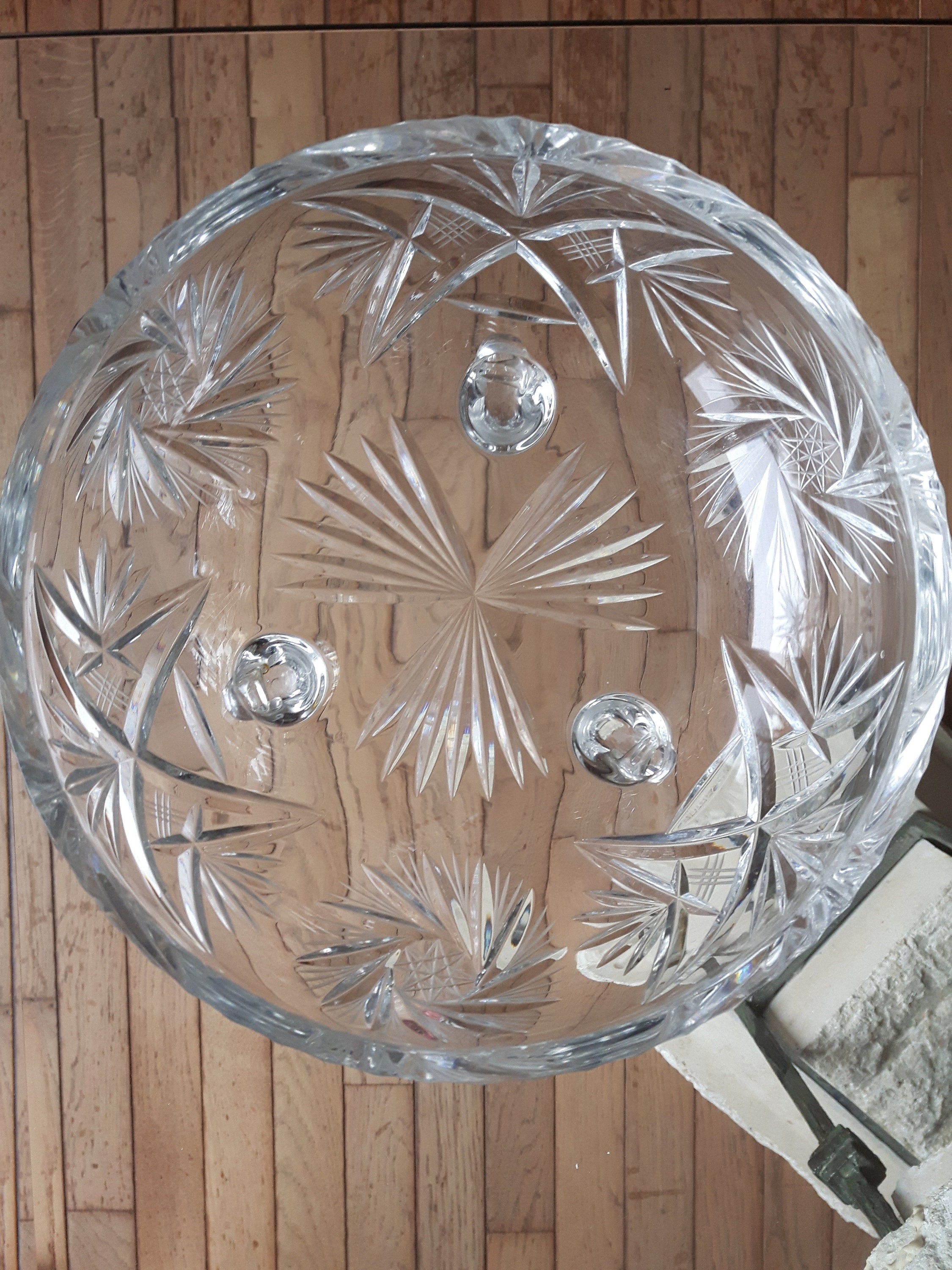 Lead Crystal Footed Pinwheel Bowl Hand Cut Bohemian Crystal Etsy Canada
