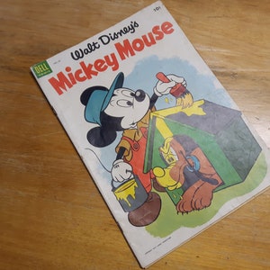 Walt Disney&#39;s Mickey Mouse Dell Comic Book, Walt Disney Productions Mickey Mouse Comic Book, 1954 Collector Comic Book