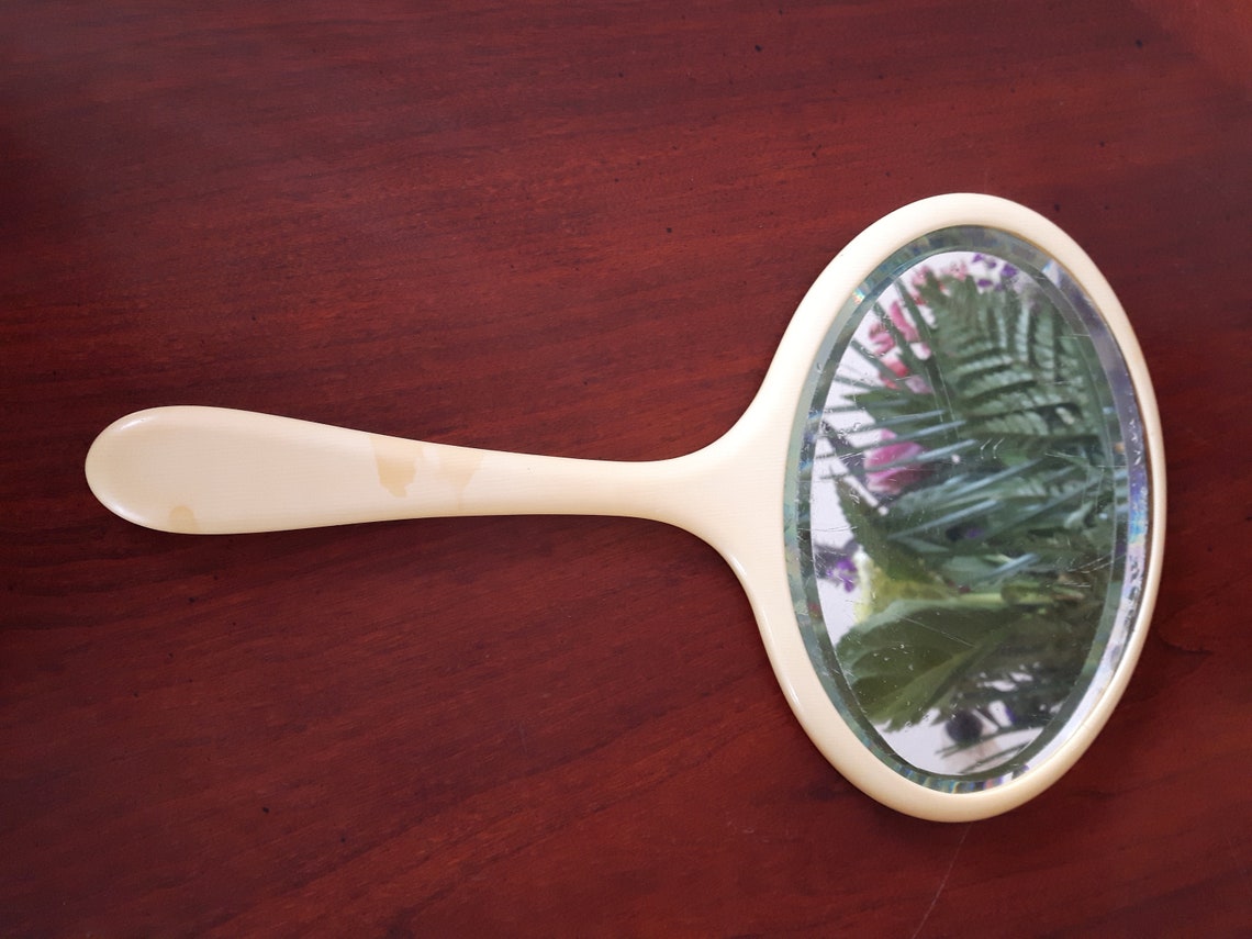 French Ivory Hand Mirror with Lidded Celluloid Powder Jar Etsy