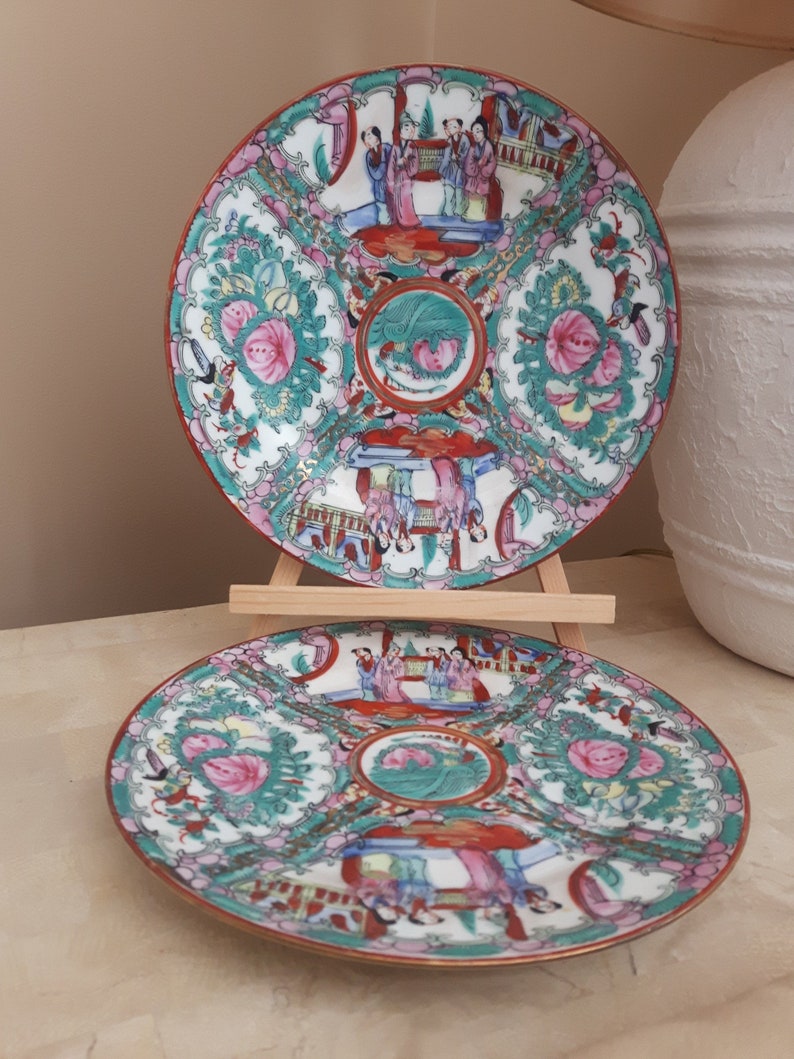 Vintage Qianlong Nian Zhi Porcelain Plates Hong Kong Wa Lee Etsy