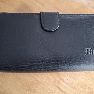 portefeuille Fina vintage en vinyle noir, portefeuille Fina Clutch, portefeuille chéquier, portefeuille chéquier