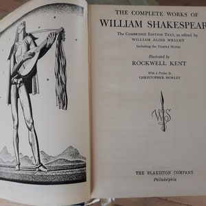 The Complete Works of William Shakespeare by Wright, William Aldis (editor) Illustrated by Rockwell Kent, Published 1936