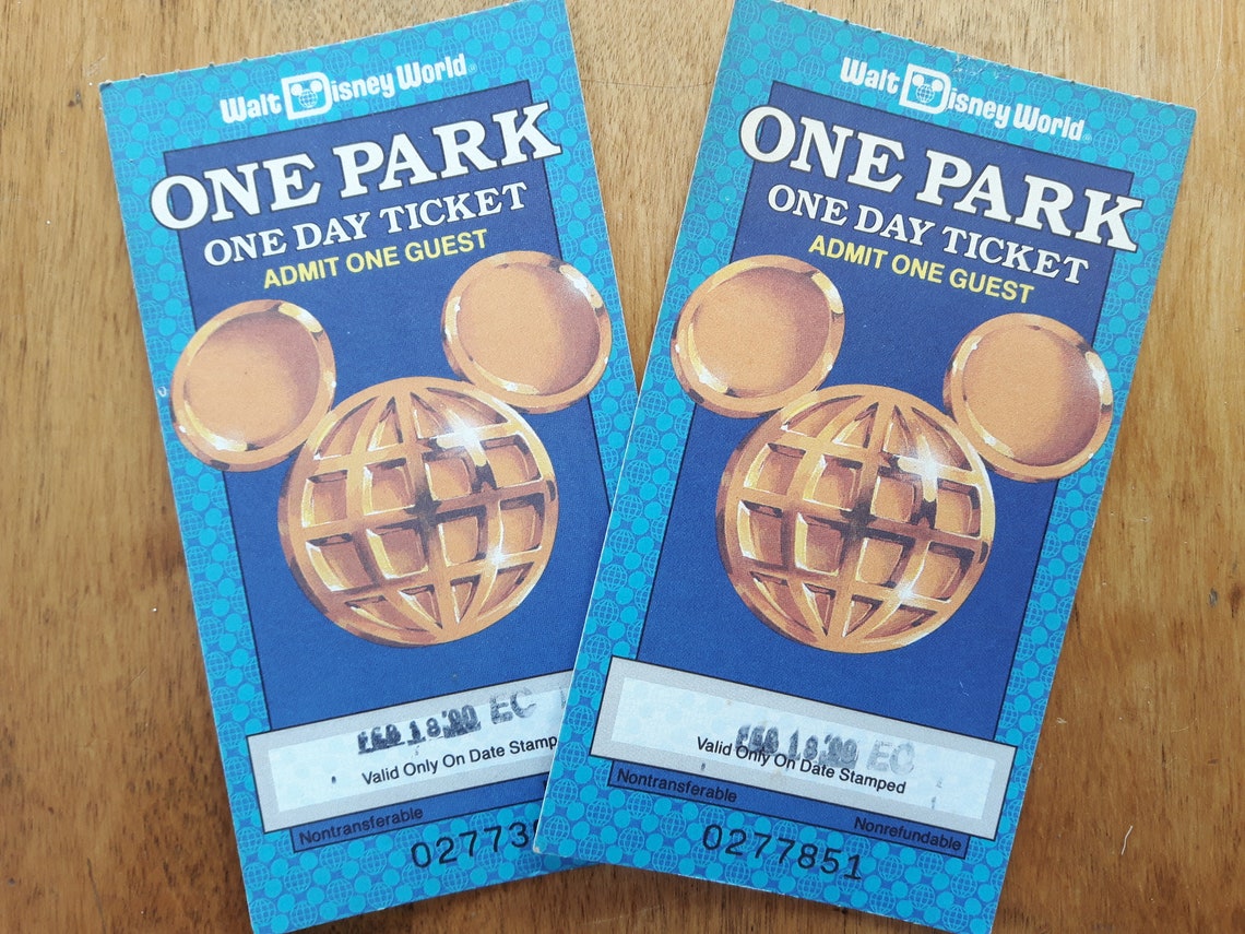 Pair of Day Pass Tickets to Walt Disney World 1990 Day Pass Etsy