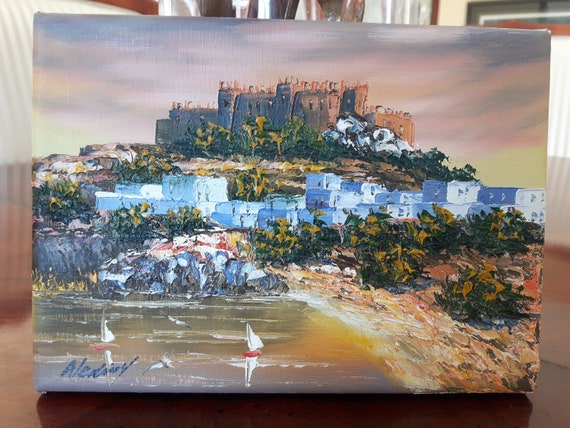 肉筆油彩画【都市風景画】直筆サインあり