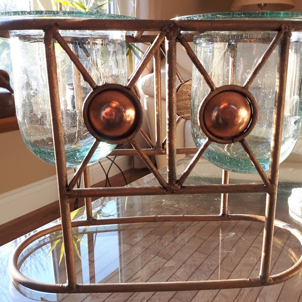 Glass Bowls and Metal Stand Etsy