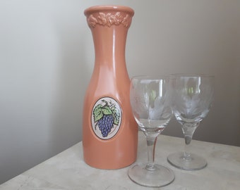 Vintage Ceramic Wine Carafe, Wine Chiller, Vintage Wine Decanter