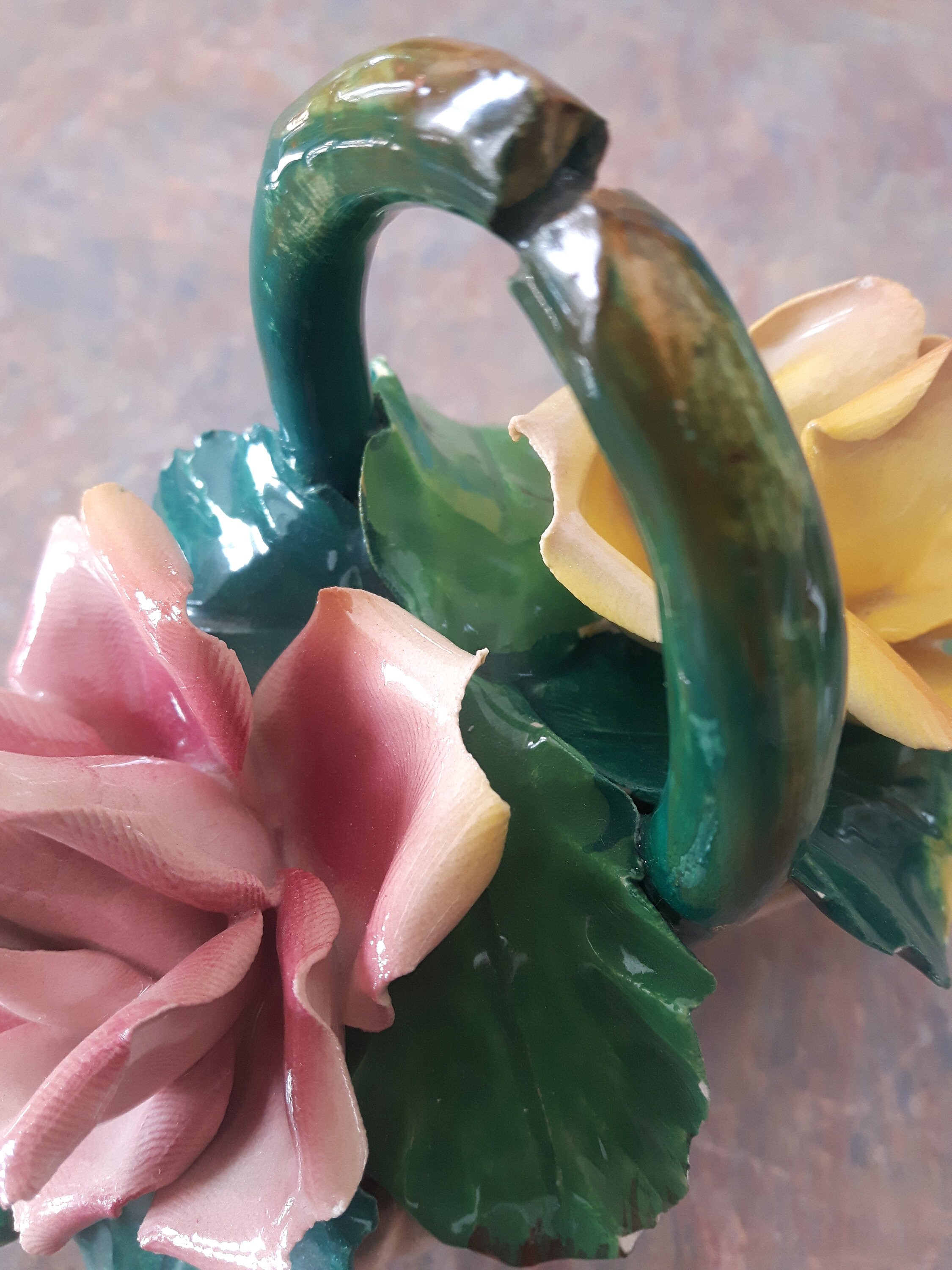 Porcelain Flower Basket with Roses Made in Italy Porcelain Etsy