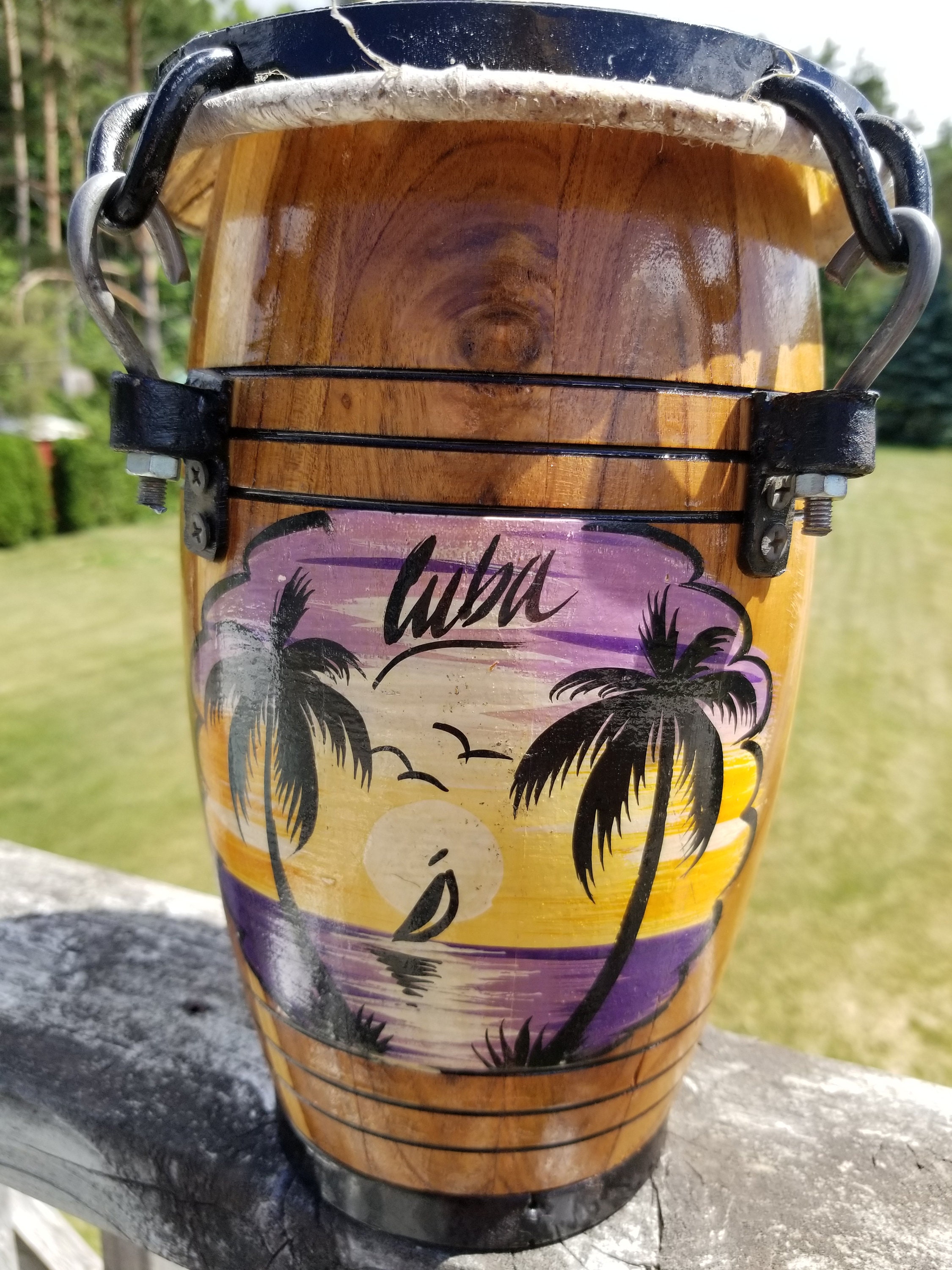 Vintage Souvenir Wood Tumbadora Drum Hand Made Hand Painted Etsy