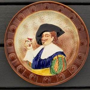 Mid Century Cavalier Falcon Ware Embossed Plate Made in England, Happy Days Bar Ware Pottery Plate, Cavalier Falcon ware Decorative Plate
