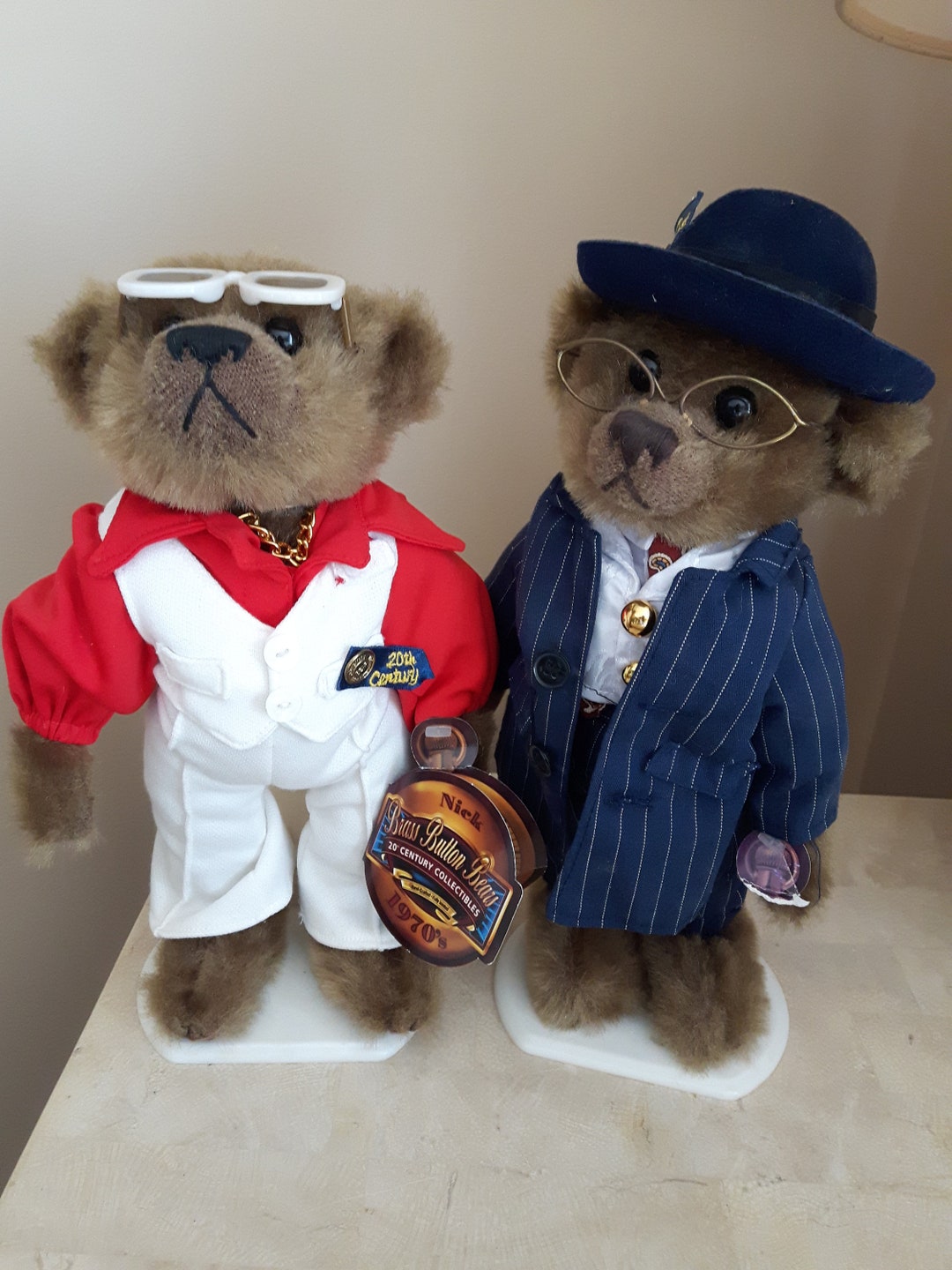 Brass Button Bears 20th Century Collectibles Nick Brass Etsy