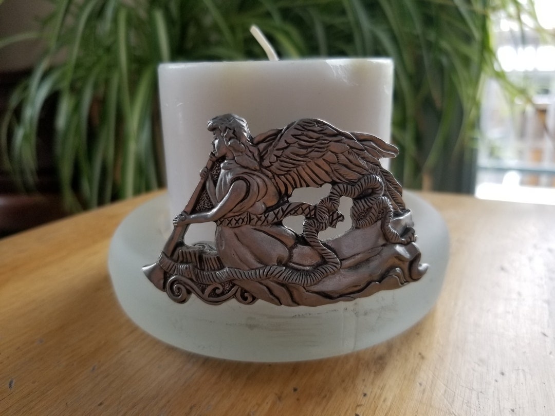 Seagull Pewter Candle Holder With Pillar Candle, Seagull Pewter Angel