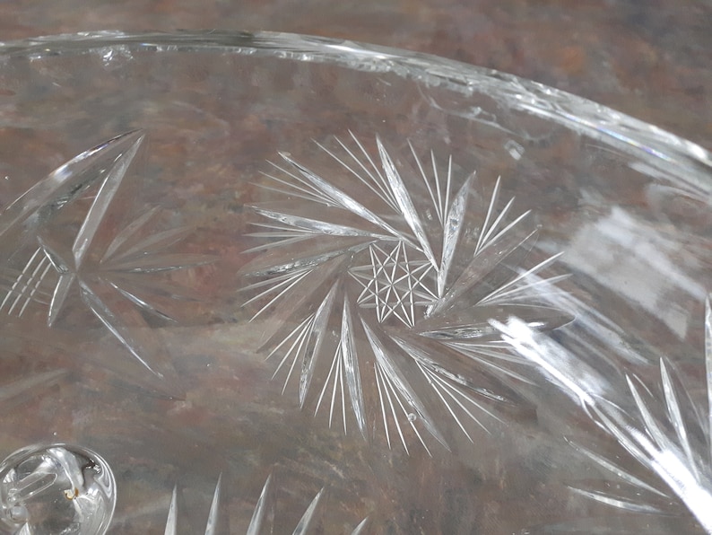 Lead Crystal Footed Pinwheel Bowl Hand Cut Bohemian Crystal Etsy