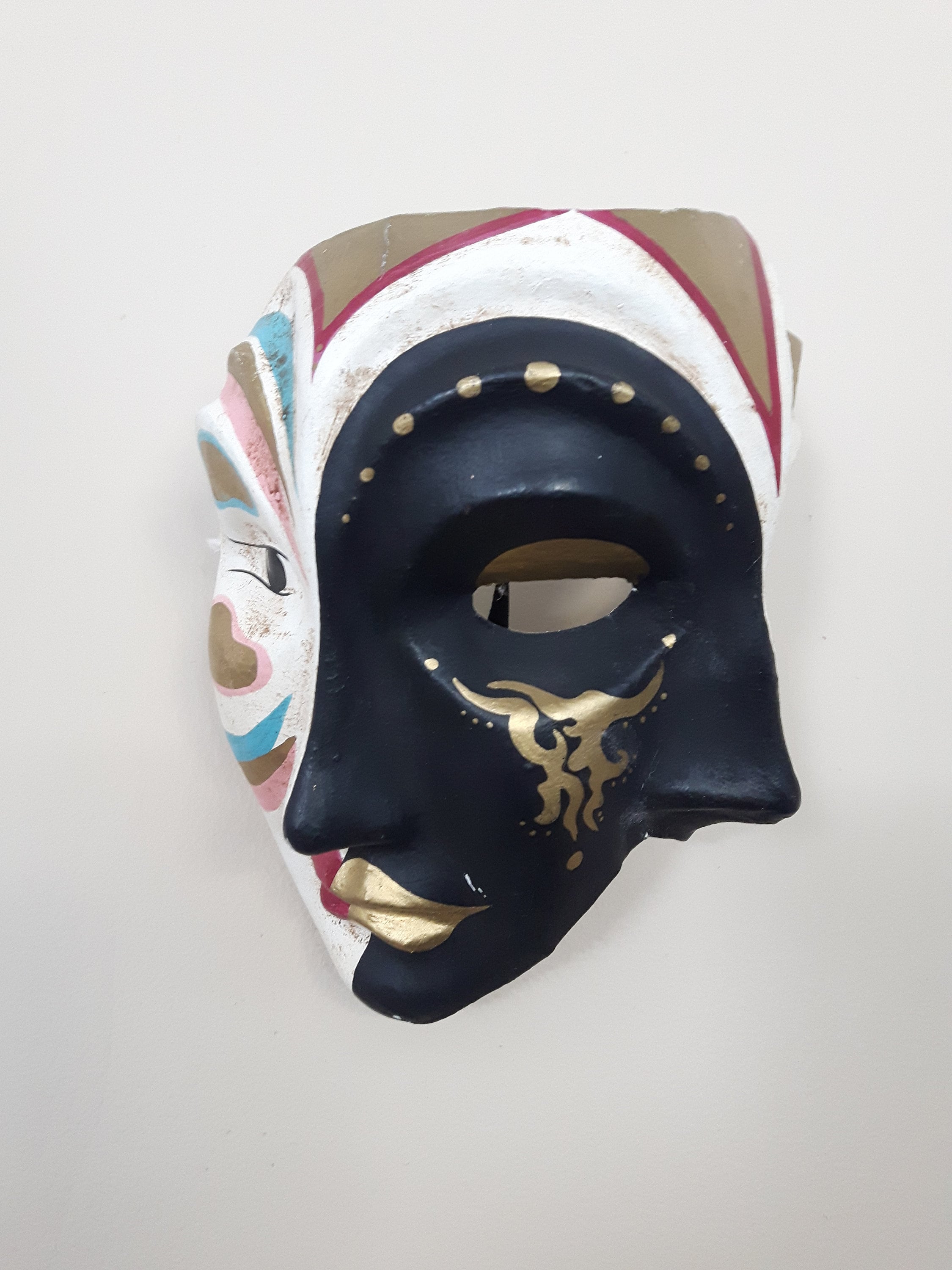 Vintage Two Faced Masquerade Mask Hand Made Hand Painted Etsy