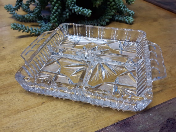 Imperlux Lead Crystal Divided Dish, Lead Crystal Sectioned Dish