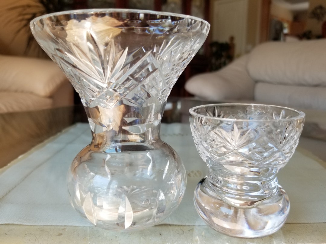 Vintage Crystal Vases Pair of Small Crystal Vases Lead Etsy