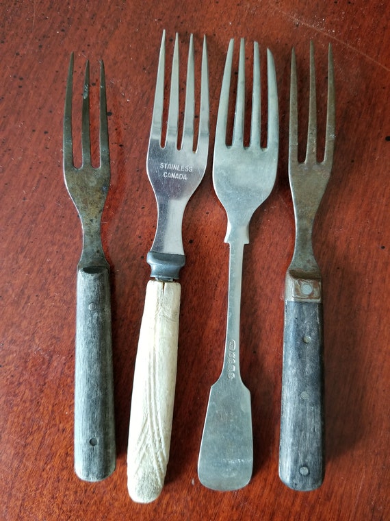 Lot of 4 Antique and Vintage Forks, Civil War Era Three