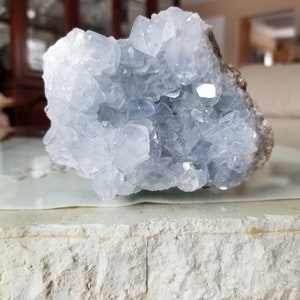 Celestite Cluster Crystal, Natural Crystal Rock, Natural Celestite, 535 gram Celestite Crystal