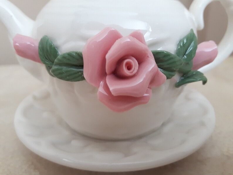 Porcelain Trinket Dish Hinged Keepsake Box Miniature China Teapot Teapot Trinket Pot