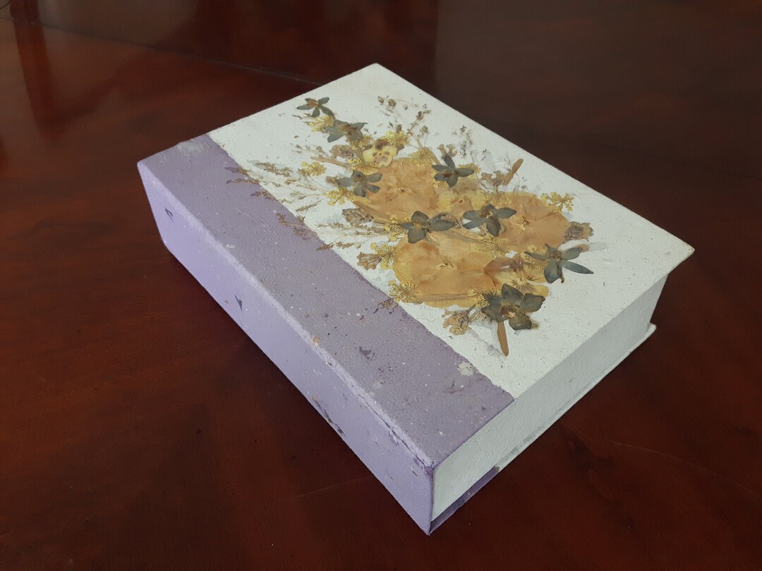 Vintage Recycled Paper Keepsake Box Pressed Flower Keepsake Etsy
