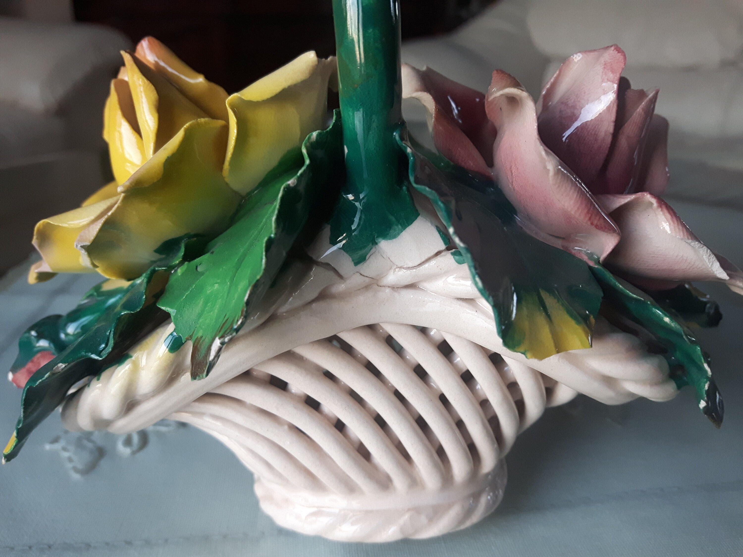 Porcelain Flower Basket with Roses Made in Italy Porcelain Etsy