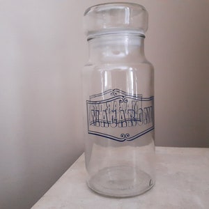 Vintage Macaroni Canister Jar and Lid, Catelli Ltd Sealer Jar, Glass Canister