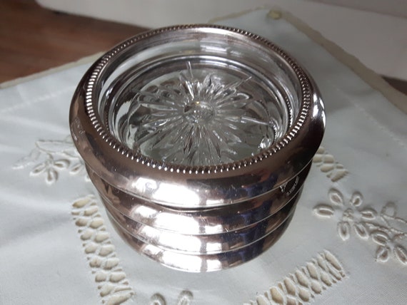 Silver and on sale glass coasters