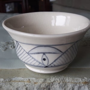 bol de poterie peint à la main vintage, petit bol de doigt de poterie, bol en céramique peint à la main