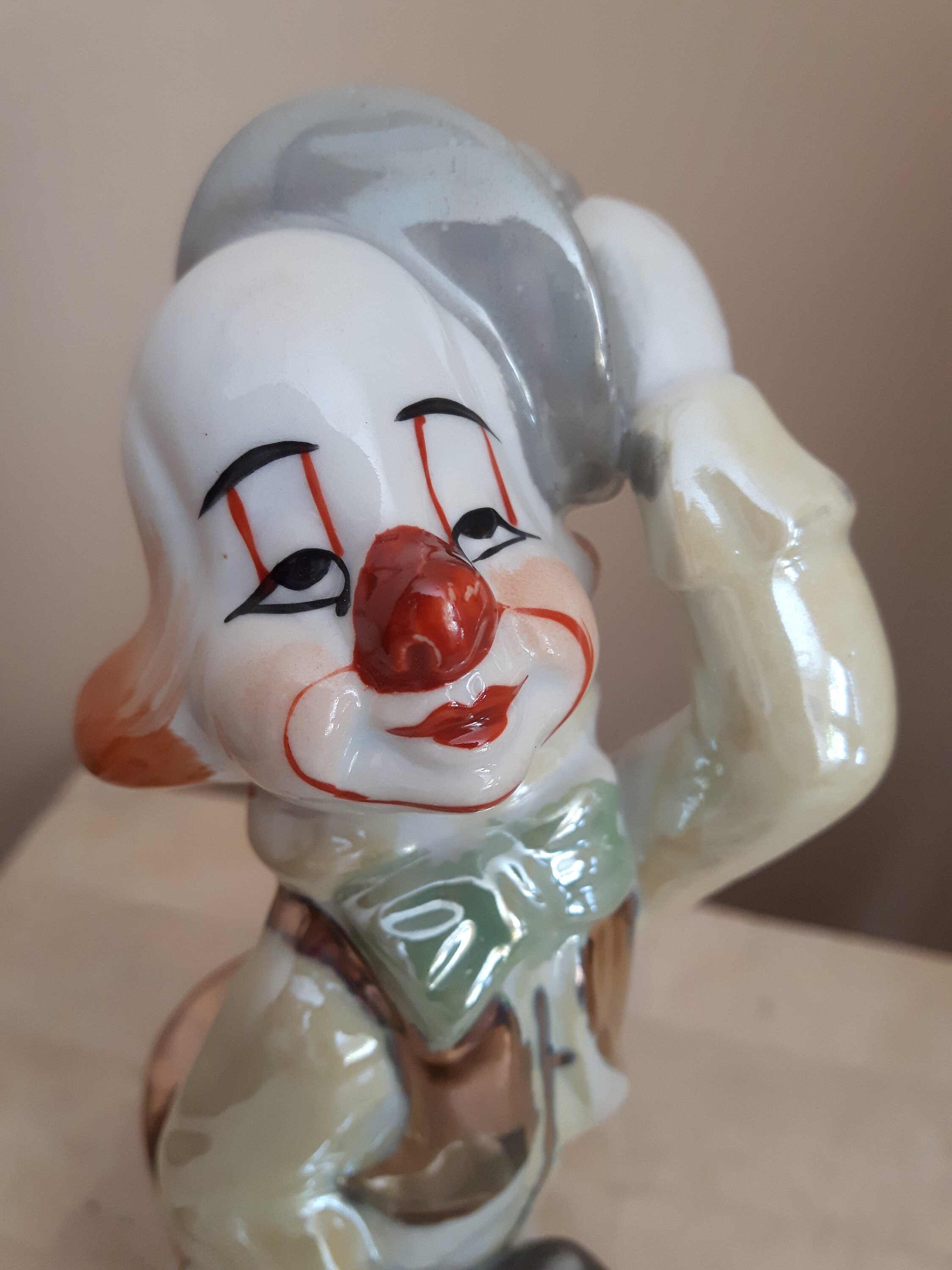 Vintage Ceramic Clown With Unicycle Figurine Lustreware Clown Etsy