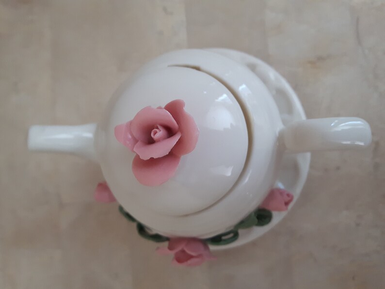 Porcelain Trinket Dish Hinged Keepsake Box Miniature China Teapot Teapot Trinket Pot