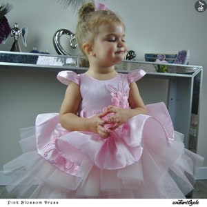 Pink Blossom Dress Toddler Girl, Couture Dress, Pink Flower Girl Dress, Birthday Dress, Tutu Dress, Wedding Dress, 3D Flower Dress
