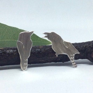Val and Perce Mismatched Sterling Silver Australian Native Kookaburra Stud Earrings