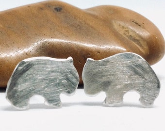 Sterlingzilveren oorknopjes Australische inheemse wombat