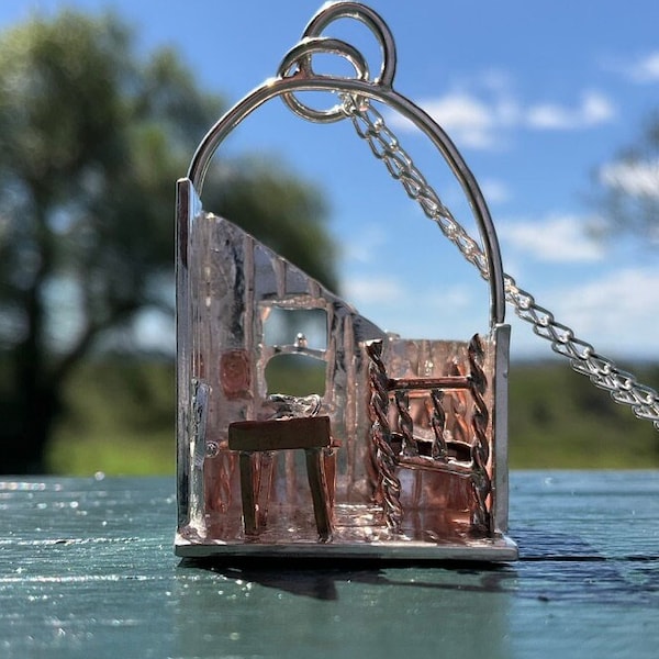 Anne Shirley's Room at Green Gables Sterling Silver and Copper OOAK Pendant