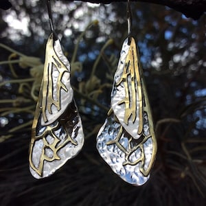 Bee Wing Sterling Silver/ Brass Earrings