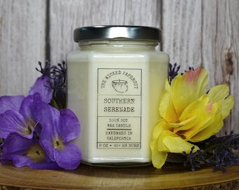 Southern Serenade Candle ∣ Hand Poured Soy Wax ∣ Gift ∣ Floral Aroma ∣ Sweet ∣ Honey Suckle Jasmine