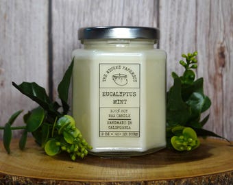 Eucalyptus Mint Candle ∣ Hand Poured Soy Wax ∣ Gift ∣ Spa Aroma ∣ Relaxing ∣ Bath