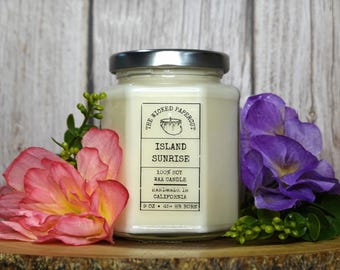 Island Sunrise Candle ∣ Hand Poured Soy Wax ∣ Gift ∣ Tropical Aroma ∣ Fruity