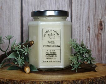 Vanilla Bourbon Tobacco Soy Wax Candle – Smoky, Sweet, Musky Aroma