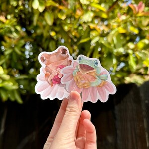 Flower Frog Vinyl Sticker, Laptop and Water Bottle Decals