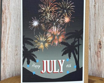 Happy 4th of July Greeting Card - Linen Paper, Blank Inside, Holiday, Custom Art