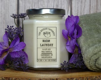 Warm Laundry Soy Wax Candle – Fresh Linen Aroma, Cozy