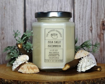 Sea Salt Shimmer Soy Wax Candle: Tropical, Ocean Aroma